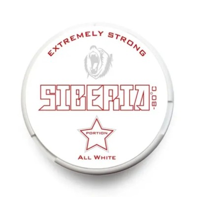 Снюс Siberia All White Extremely Strong Slim 33 мг/г (мятный, безтабачный, тонкий)
