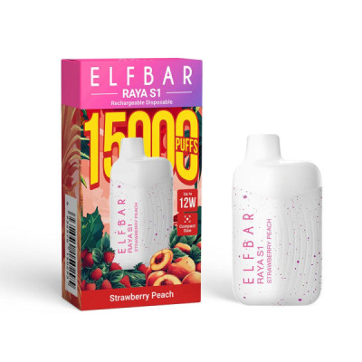 Электронная сигарета Elf Bar RAYA S1 Strawberry peach (Клубника Персик) 3% 15000 затяжек