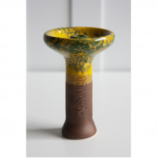 Чаша для кальяна с желто-зеленым узором (керамика)